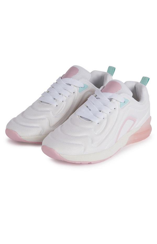 Older Girl White Embossed Active Phylon Sole Trainers