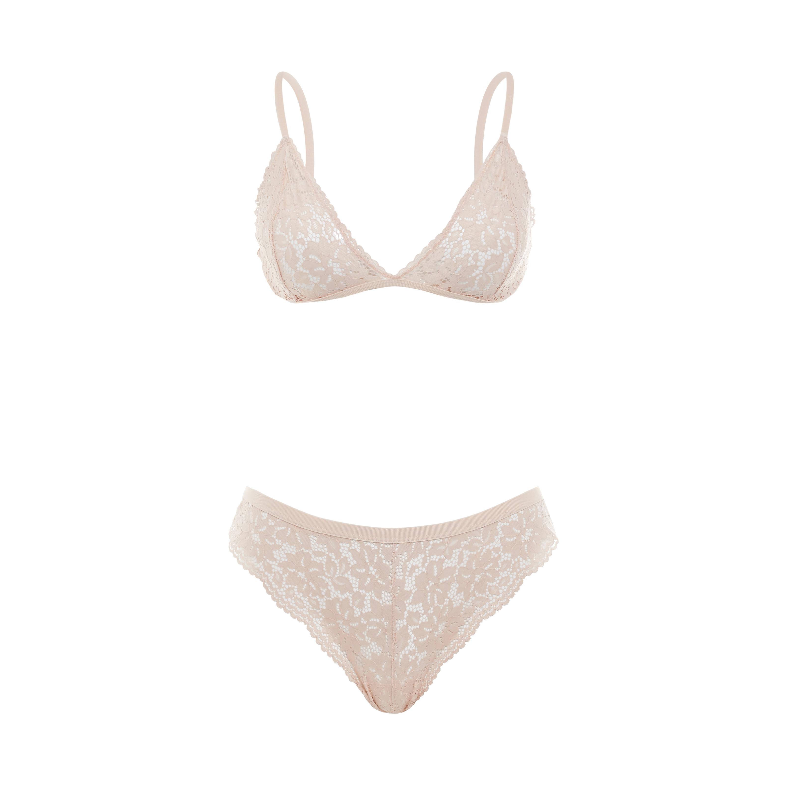Beige Lace Triangle Lingerie Set Lingerie & Underwear Sets Lingerie