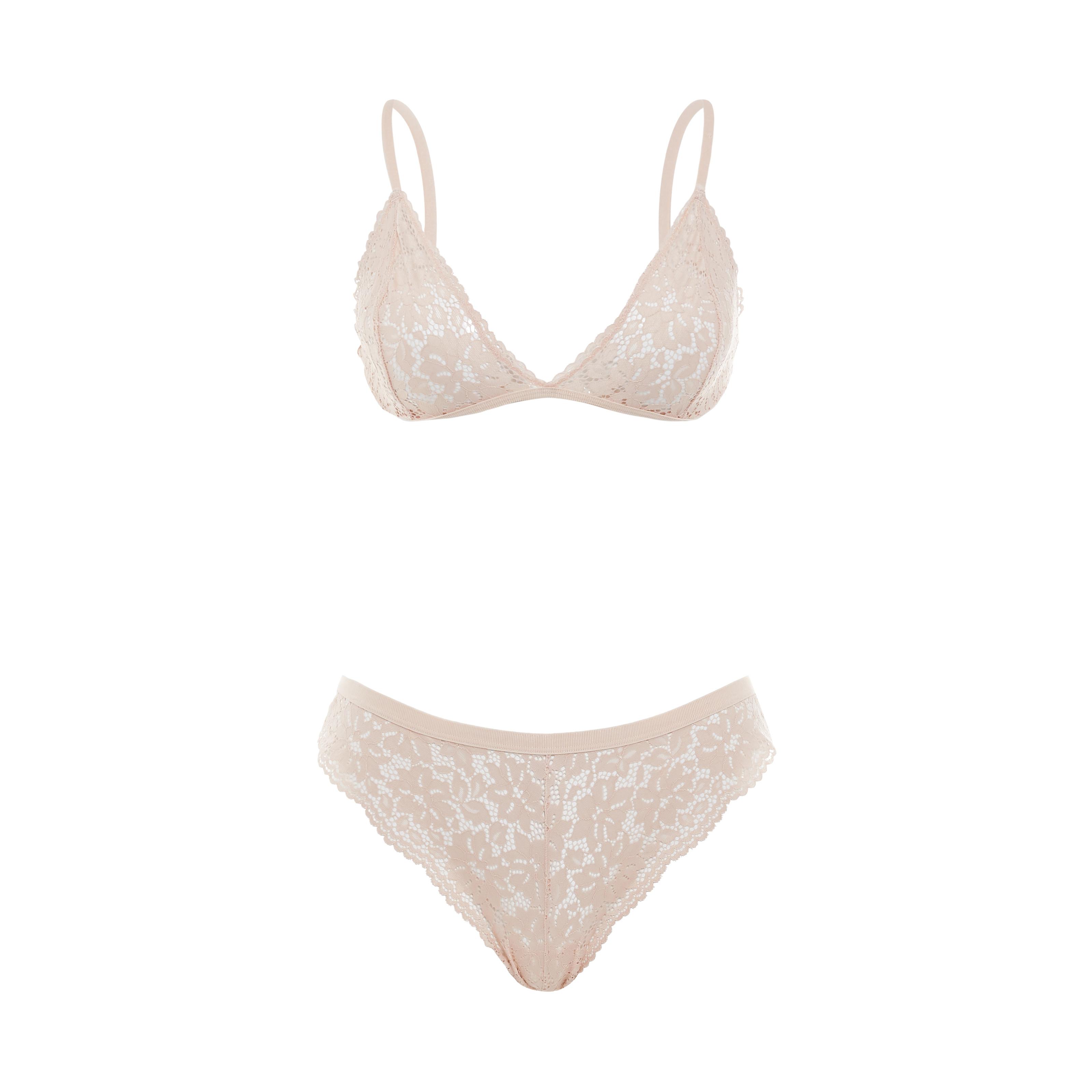 Beige Lace Triangle Lingerie Set | Lingerie & Underwear Sets | Lingerie ...