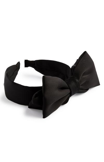 Black Satin Bow Headband