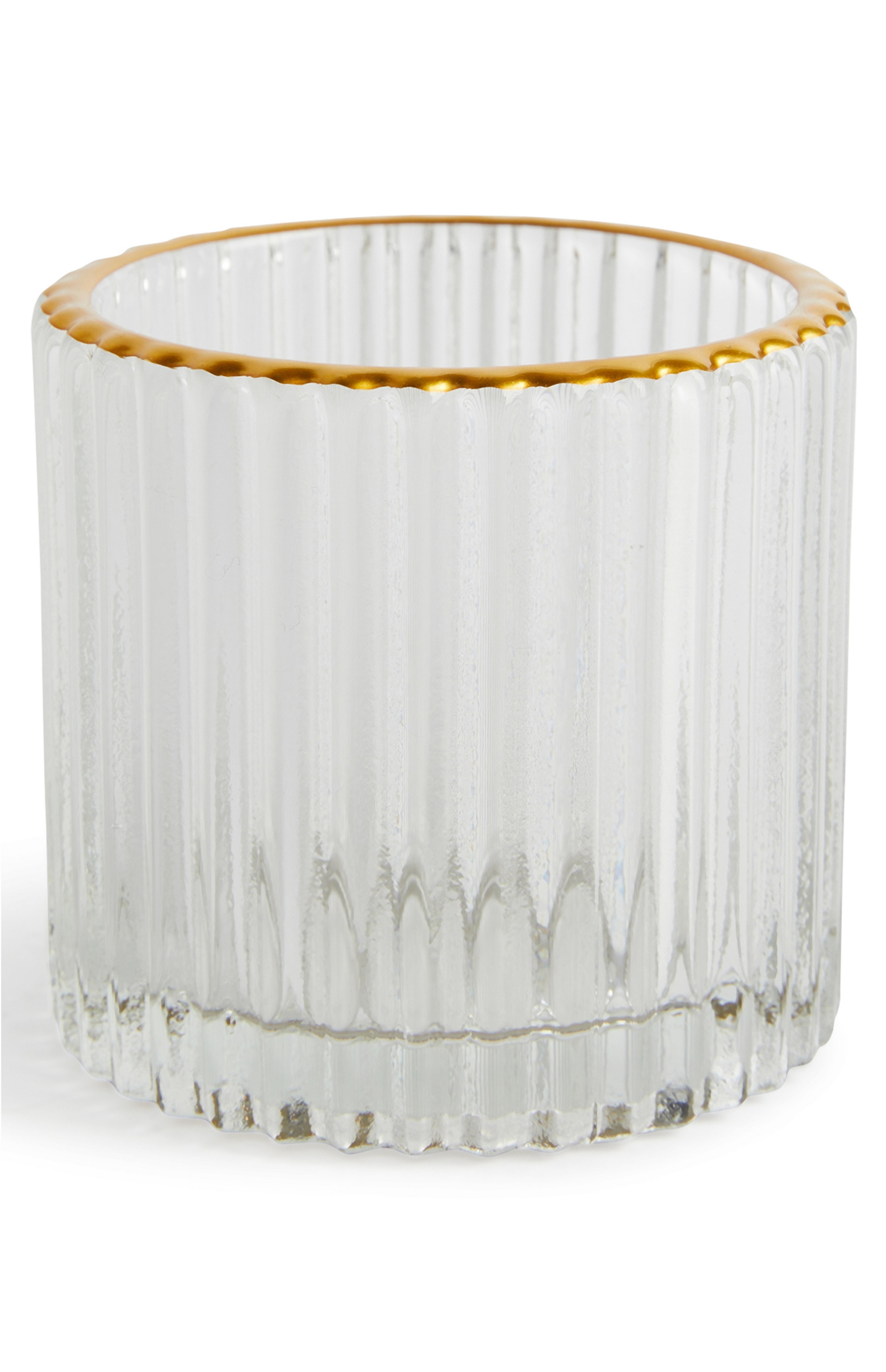 Fluted Glass Gold Rimmed Tealight Holder Candles & Scented Candles