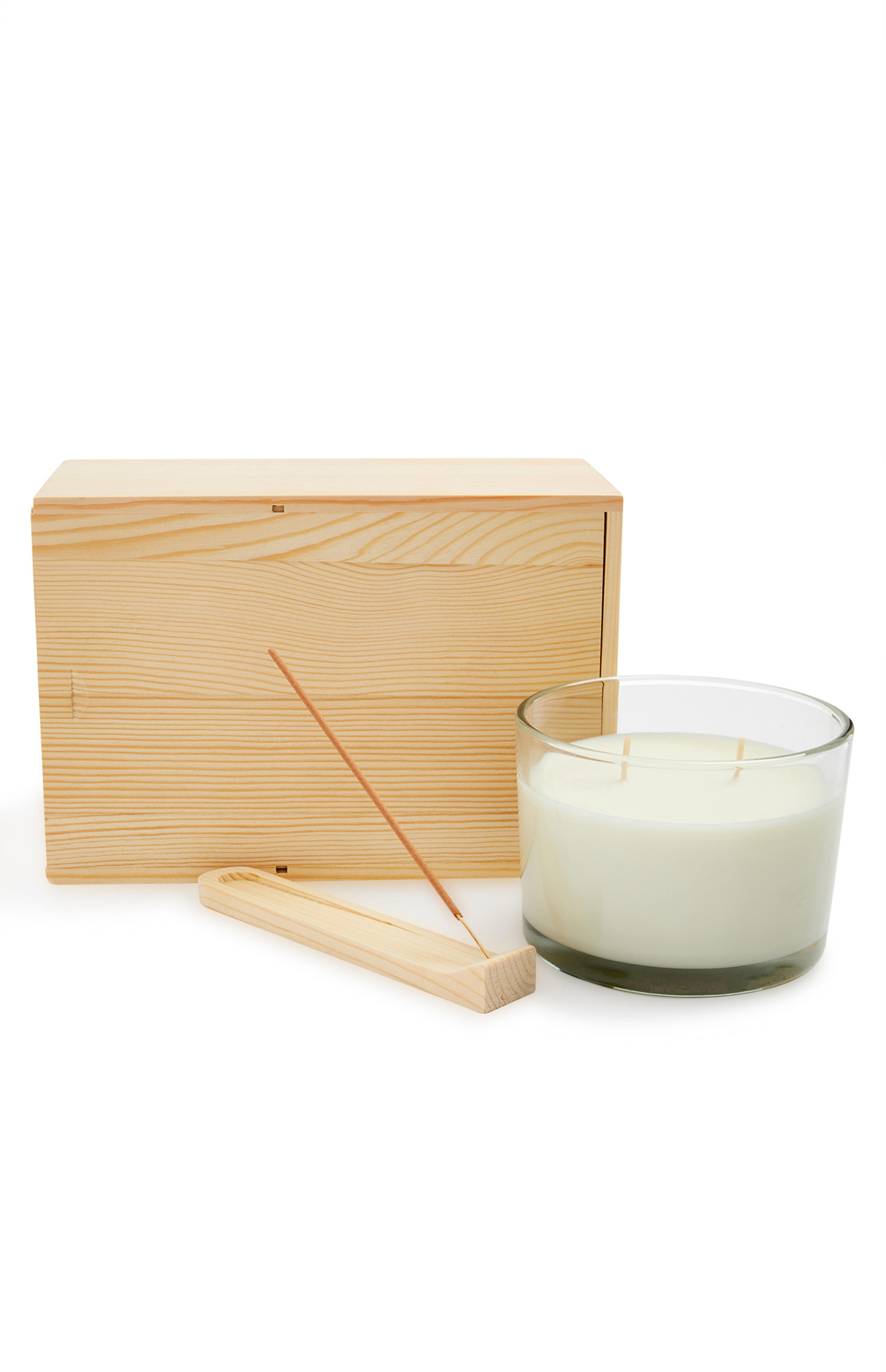 Set regalo in legno con candela e incenso Primark Retreat