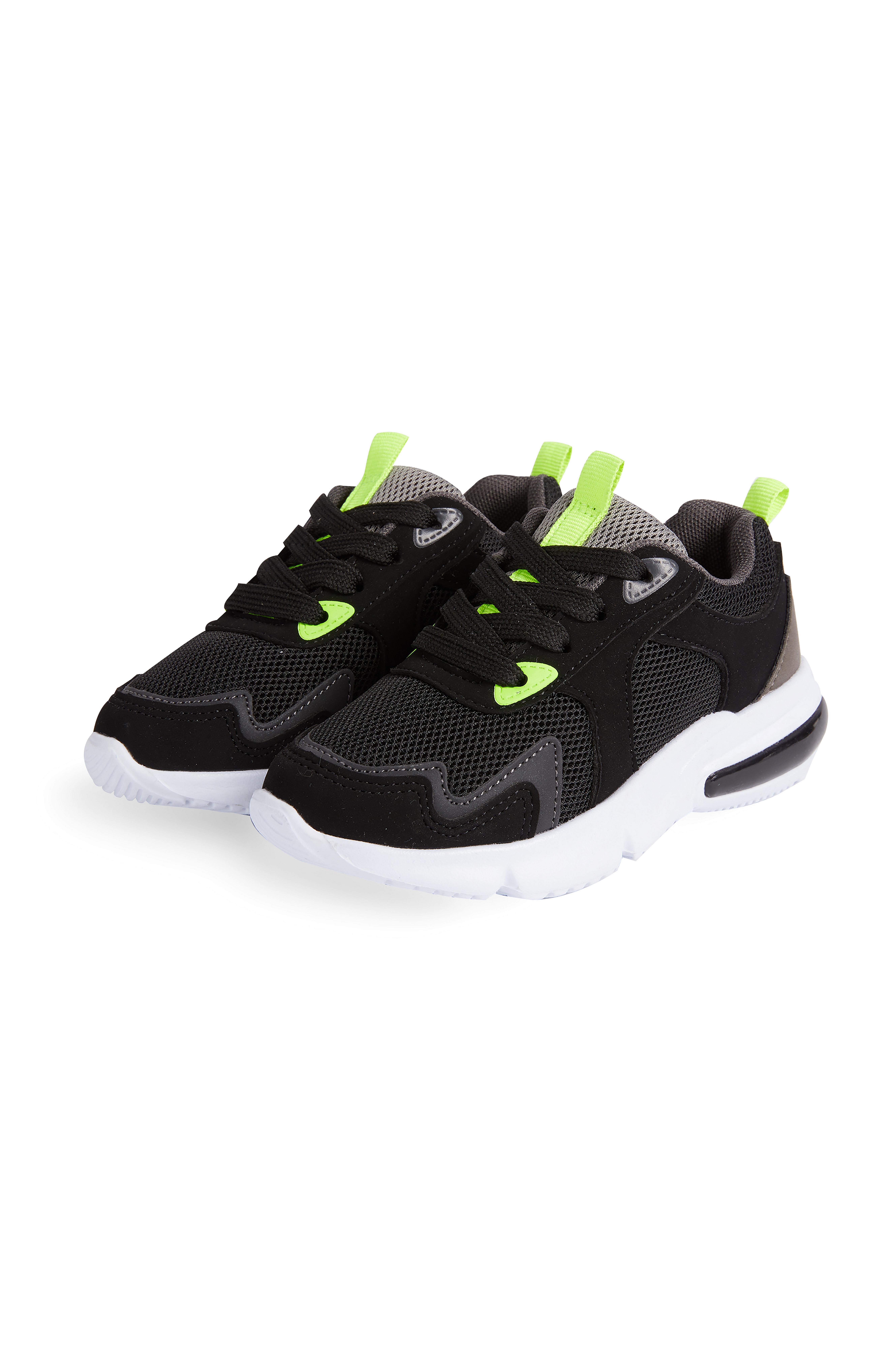 black and neon trainers