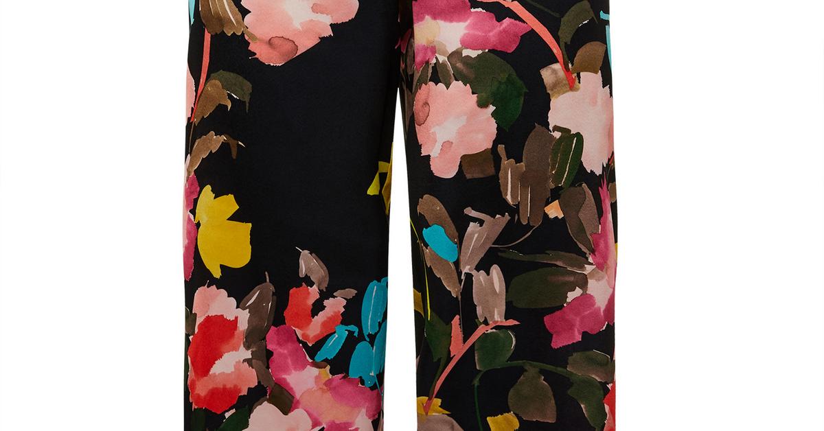 Black Satin Floral Print Pyjama Bottoms | Women's Pyjama Set | Women's ...
