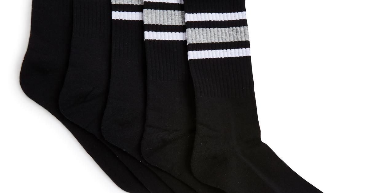 5-Pack Black/Gray Striped Sports Socks | Men's Sport Socks | Men's ...
