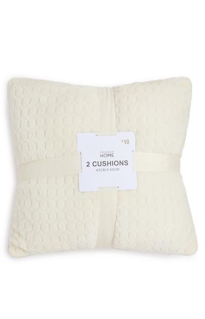 Cream Soft Textured Cushions 2Pk