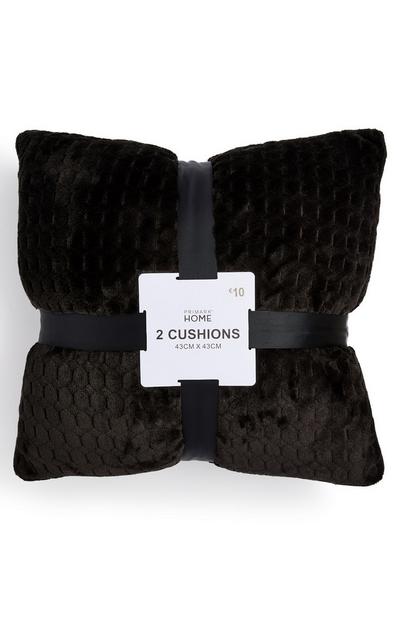 2-Pack Black Soft Textured Cushions