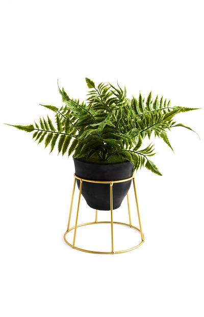 Umetna rastlina v črno-zlatem lončku s stojalom