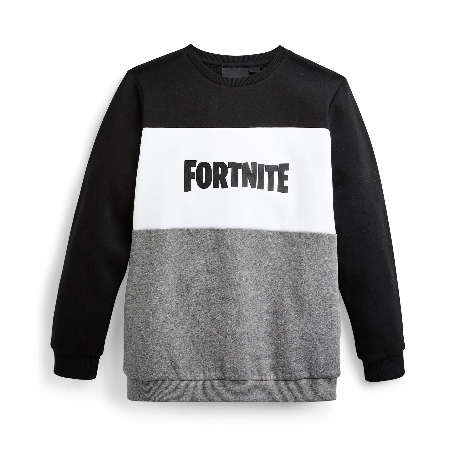 Siv pulover z okroglim ovratnikom Fortnite za starejše fante