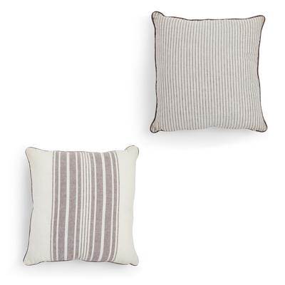 Brown Striped Cushion Covers 2 Pack