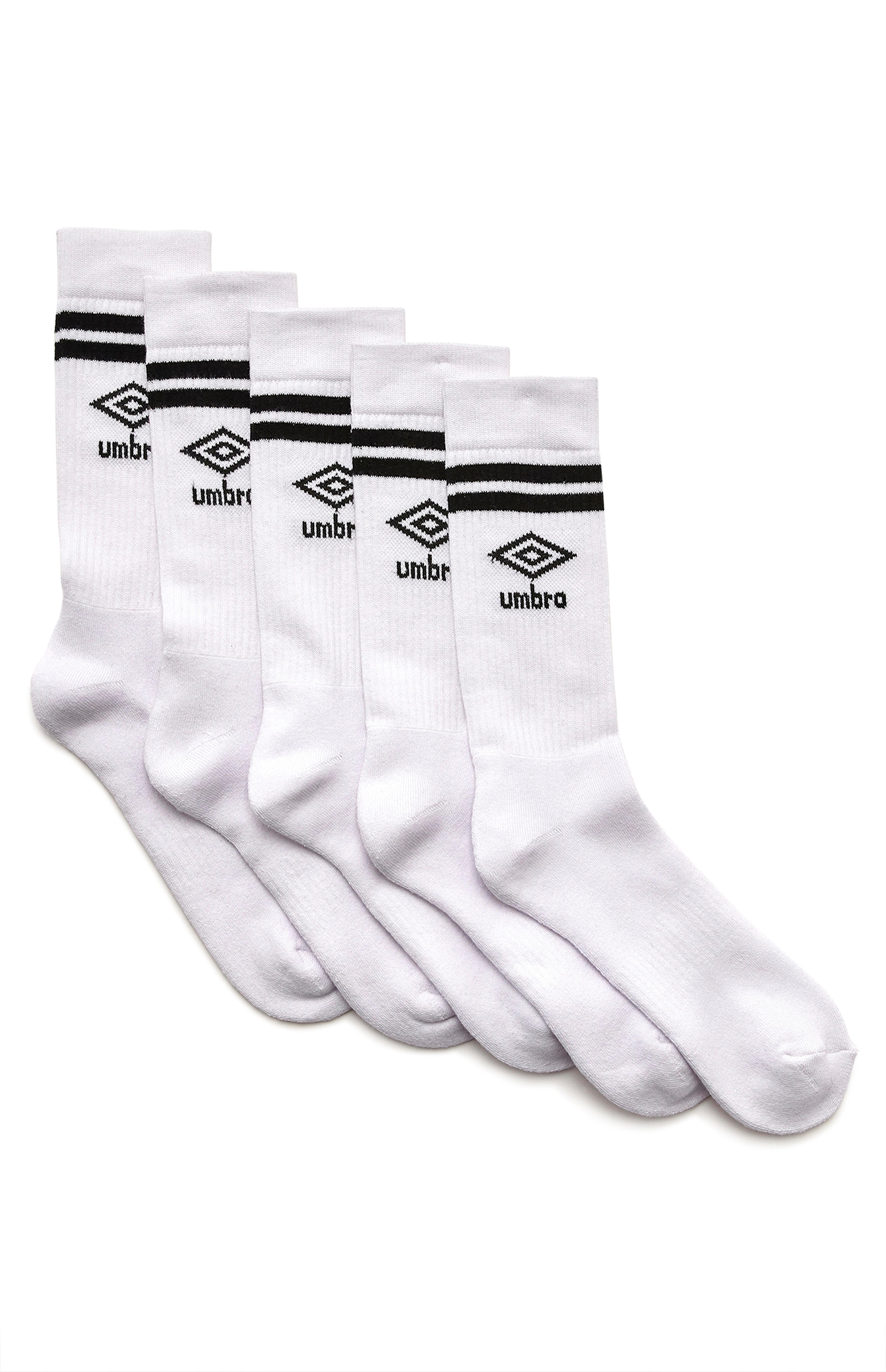White Umbro Sports Socks 5 Pack Men's Sports Socks Men's Underwear