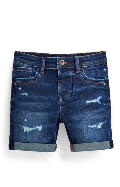 Modre oprijete raztrgane kratke hlače iz džinsa za mlajše fante
