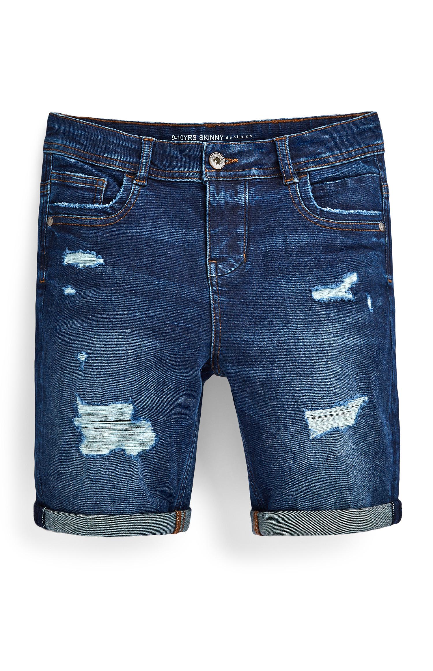 Older Boy Blue Distressed Skinny Denim Shorts | Older Boys Jeans ...