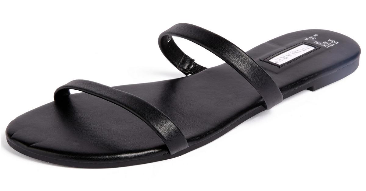 Black Flat Strappy Sandal Mule | Women's Sandals, Flip Flops & Mules ...