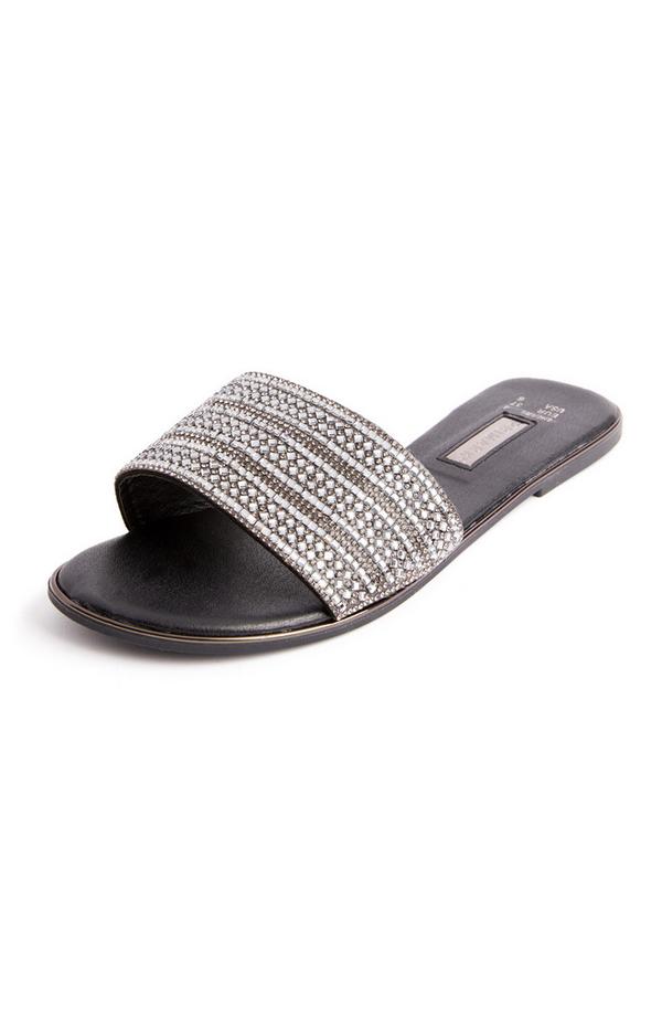 Black Rhinestone Slides | Women's Sandals, Flip Flops & Mules | Women's ...