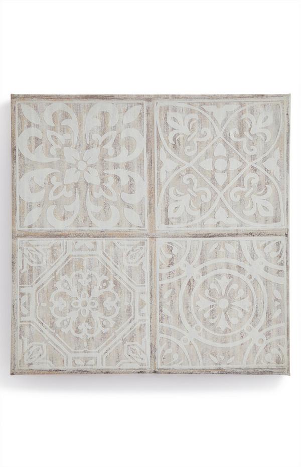 Ivory Tile Patterns Canvas Board Wall Art 30cm x 30cm