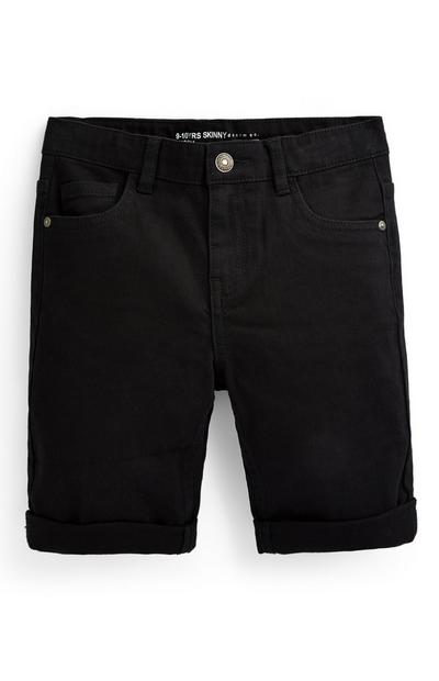 Črne oprijete kratke hlače iz kepra za starejše fante