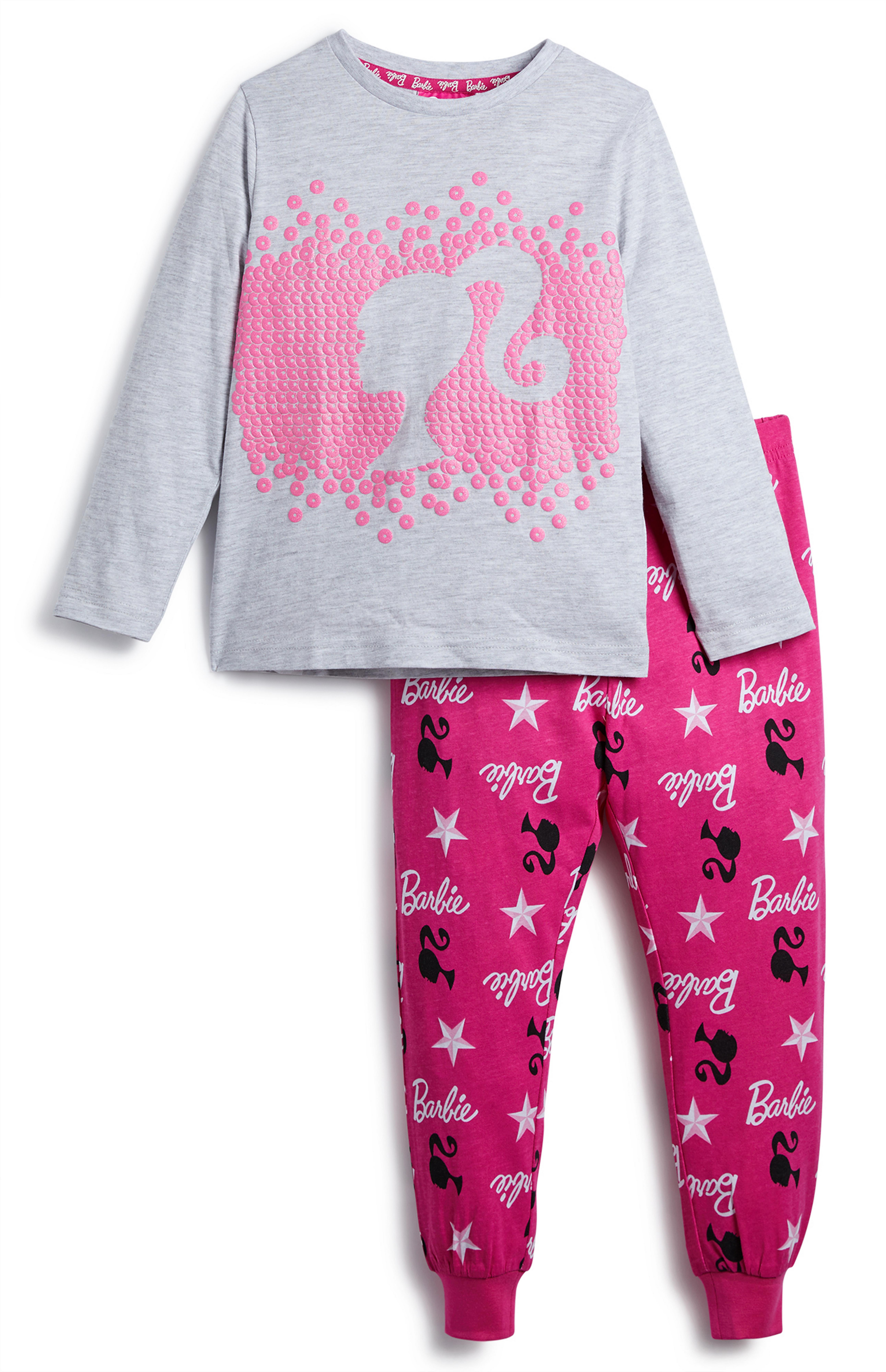 Younger Girl Barbie Pink And Grey Pyjamas Set Kids Pyjamas Boys Clothes Kids Clothes All Primark Products Primark Uk