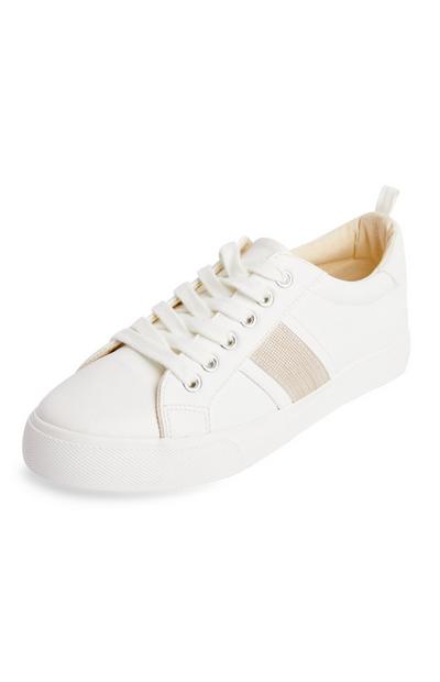 White Side Stripe Low Top Trainers