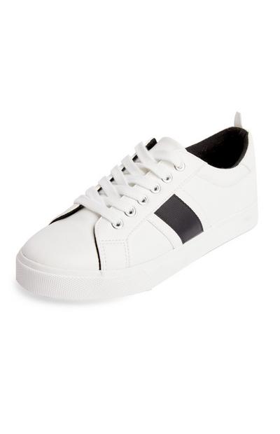 Weiße Low-Top-Sneaker mit Seitenstreifen