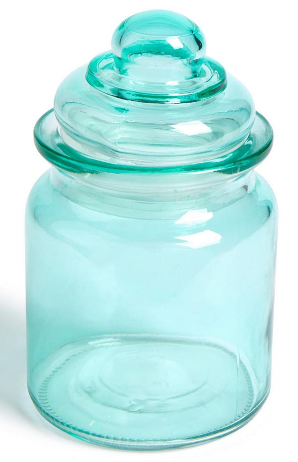 Teal Glass Bathroom Jar