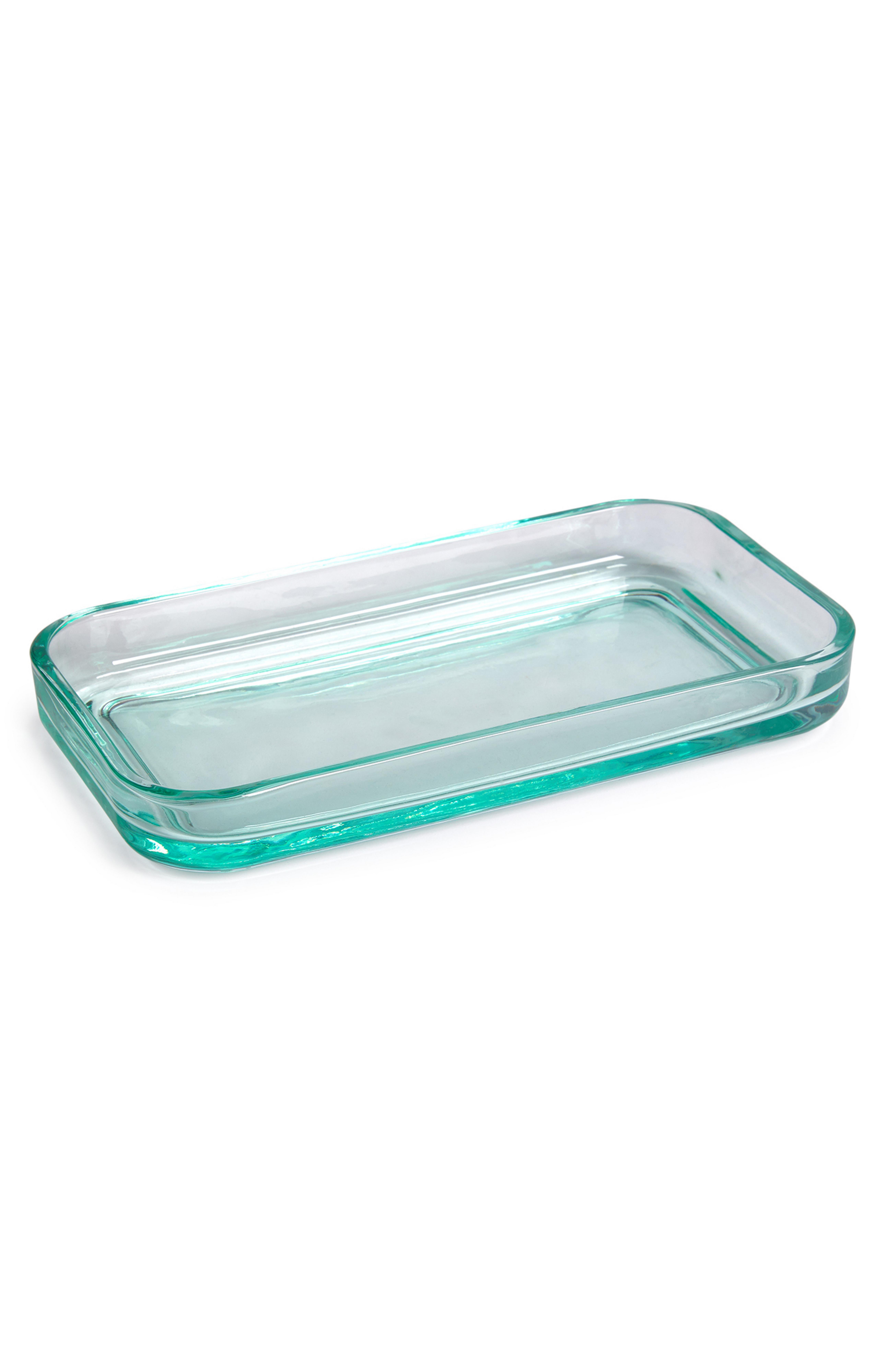 Blaugrüne Badezimmer-Ablage aus Glas | Accessoires fürs Badezimmer