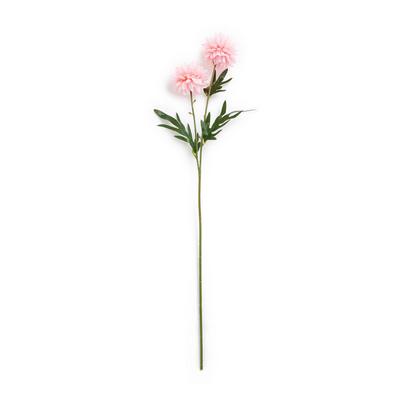 Floare artificială pompon roz cu tijă simplă