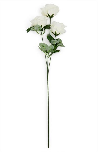 Faux Single Stem White Rose Flowers