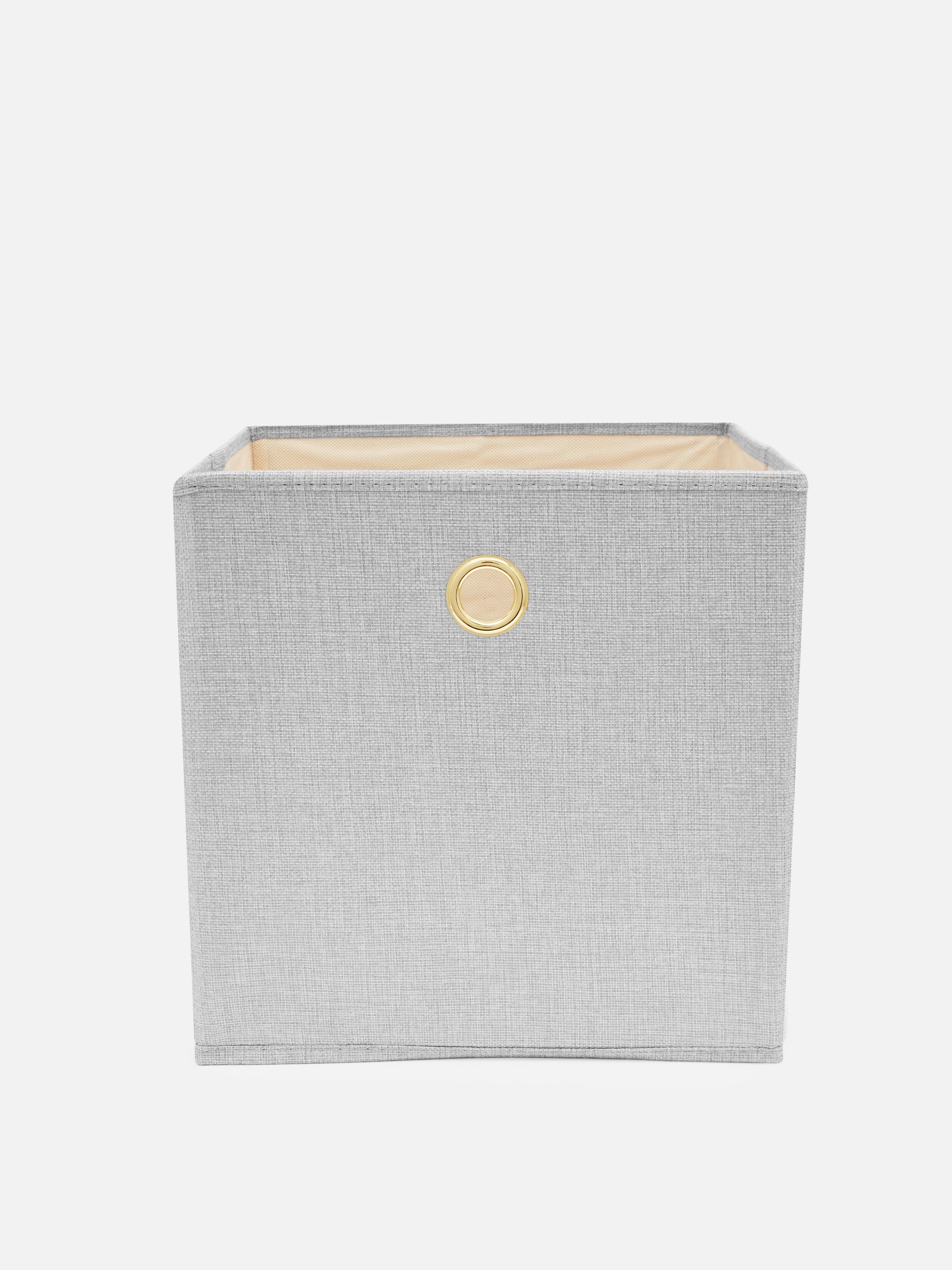 Caja cúbica de almacenaje de tela en color beige | Almacenamiento para