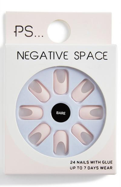 „PS Bare Negative Space“ Mandelförmige, matte Halbmond-Kunstnägel