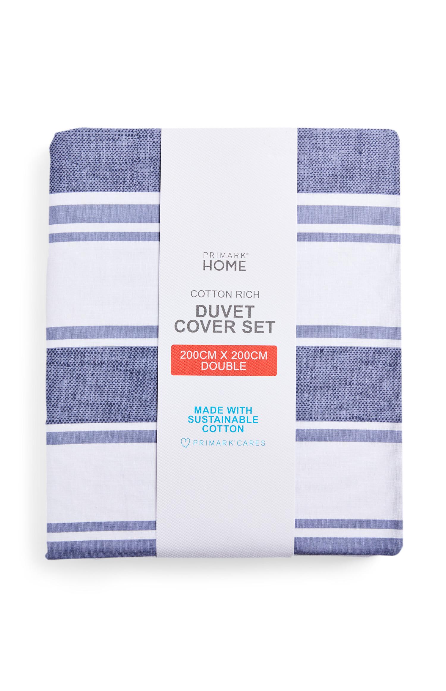 Blue Traditional Stripe Double Duvet Cover Set Bedroom Furniture