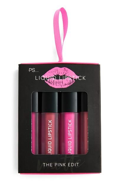 Lot de 4 mini rouges à lèvres liquides Ps The Pink Edit