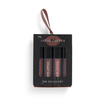 PS The Cocoa Edit Mini Liquid Lipstick, 4-Pack
