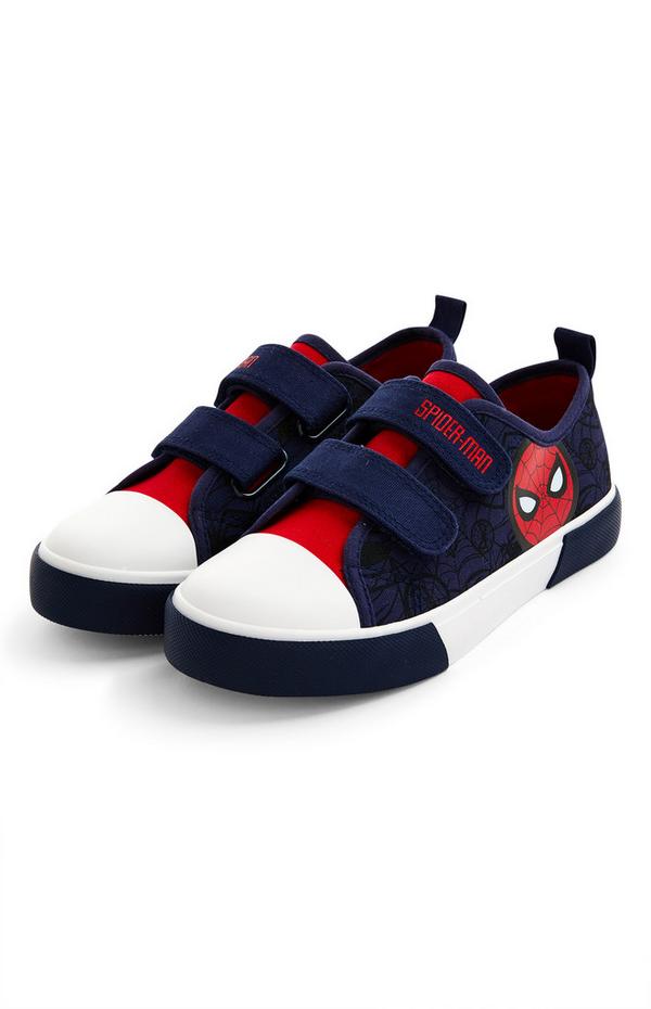 Younger Boy Navy Spiderman Canvas Trainers