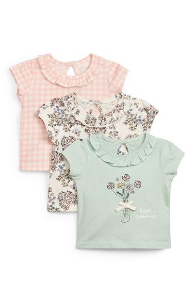 Baby Girl Floral Print T-Shirts 3-Pack