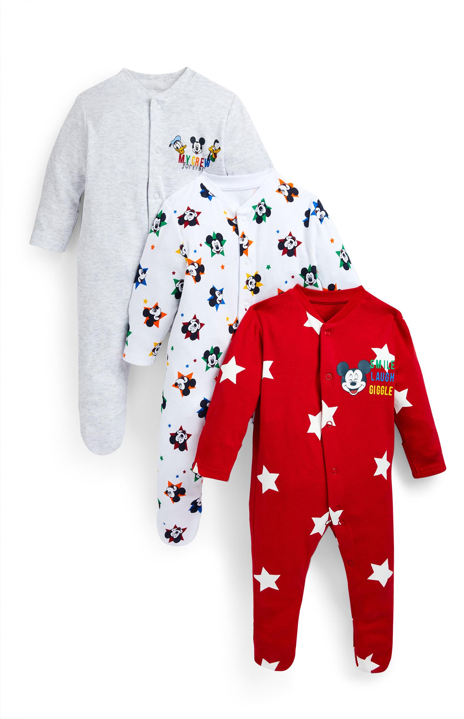 Newborn Baby Boy Disney Mickey Mouse Sleepsuits 3 Pack Baby Clothing Essentials Baby Newborn Clothes Kids Clothes All Primark Products Penneys