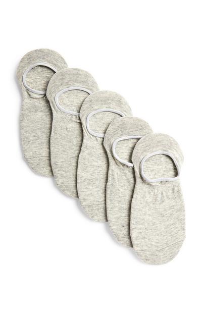 5-Pack Gray No Show Footie Socks
