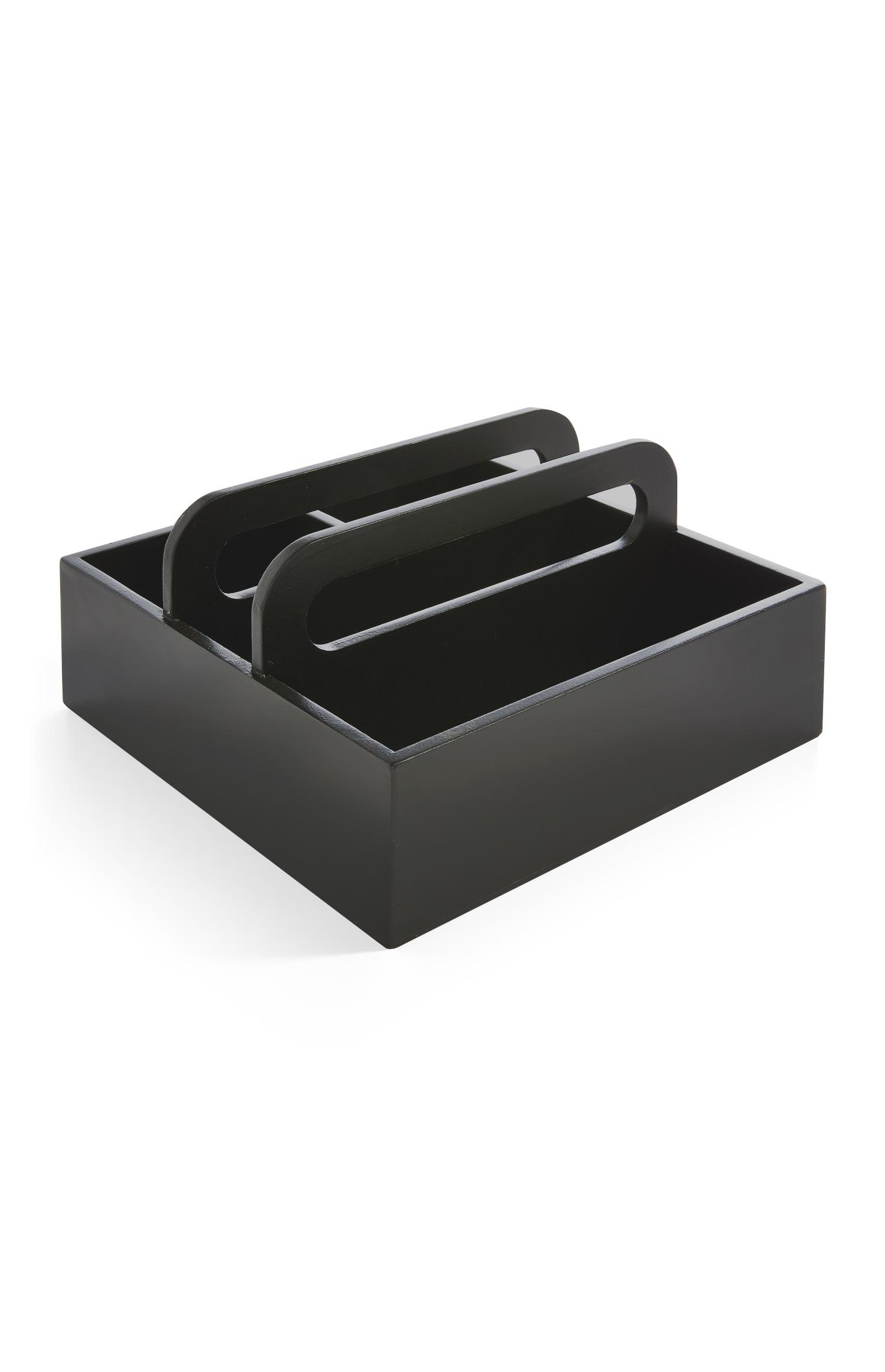Zwart houten draagkistje