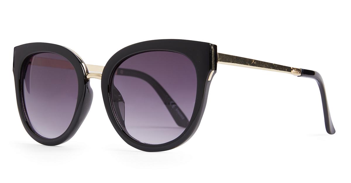 Black Round Mirror Metal Arm Sunglasses | Women's Sunglasses | Women's ...