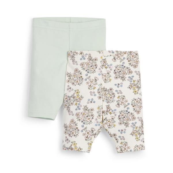 Pack de 2 leggings cortos verdes para bebé niña