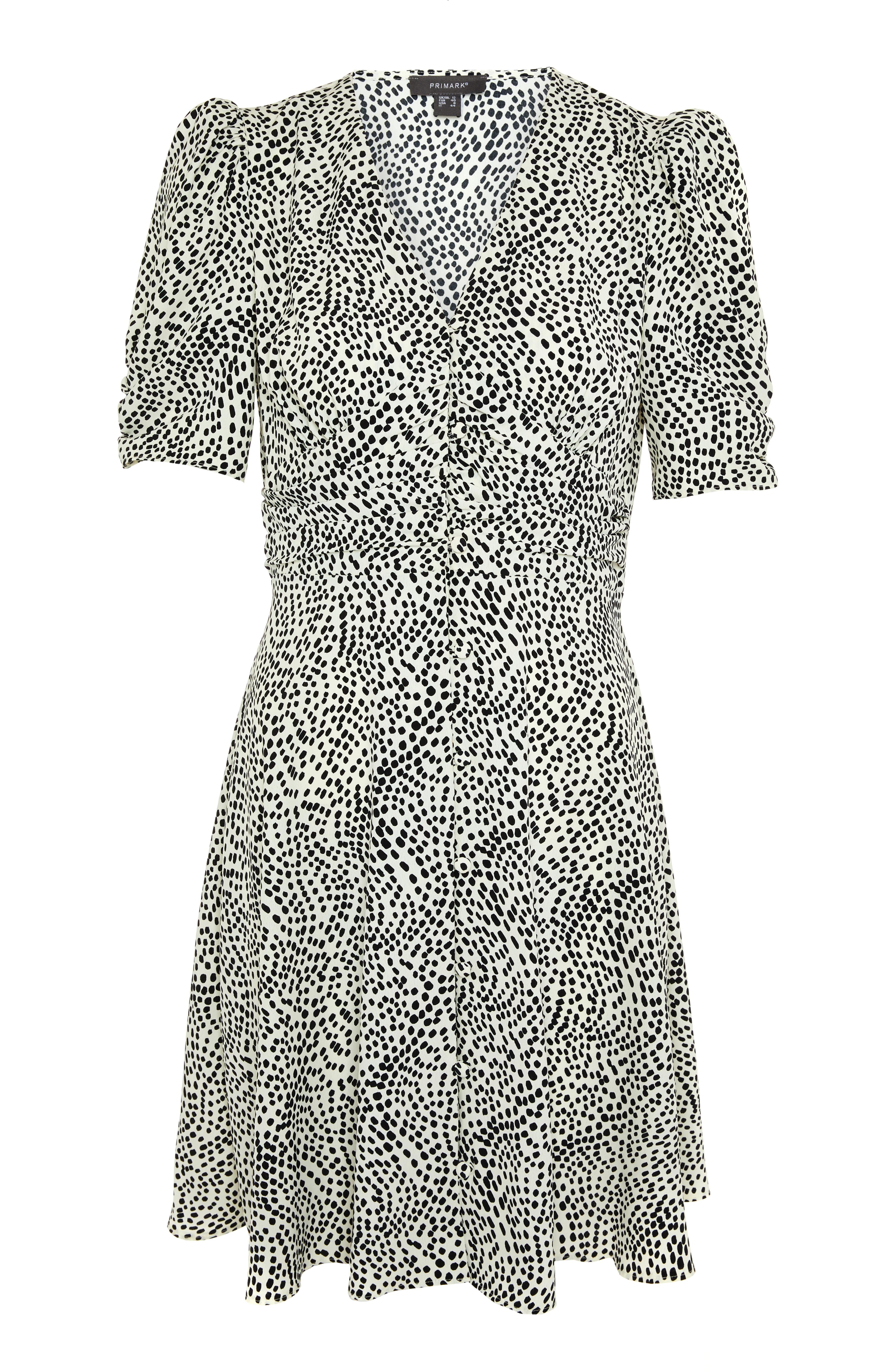 Monochrome Dot Pattern Rouched Waist Mini Dress | Dresses | Women's ...