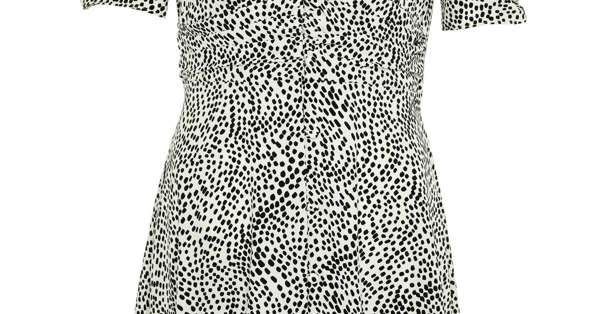 Monochrome Dot Pattern Rouched Waist Mini Dress | Dresses | Women's ...