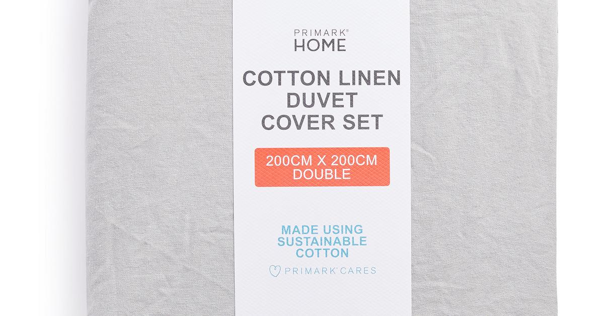 Grey Cotton Linen Double Duvet Cover, Primark Duvet Covers King Size