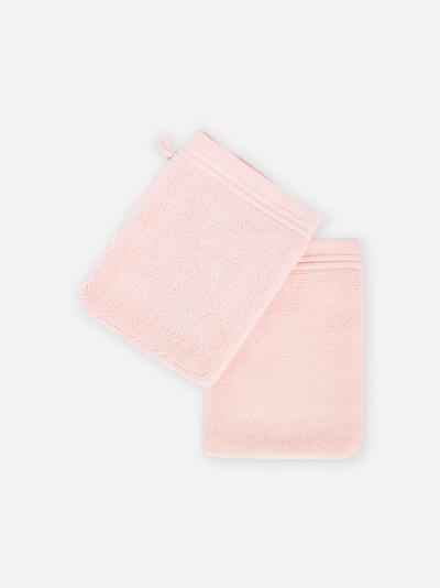 Rosa Waschhandschuhe aus Baumwolle, 2er-Pack