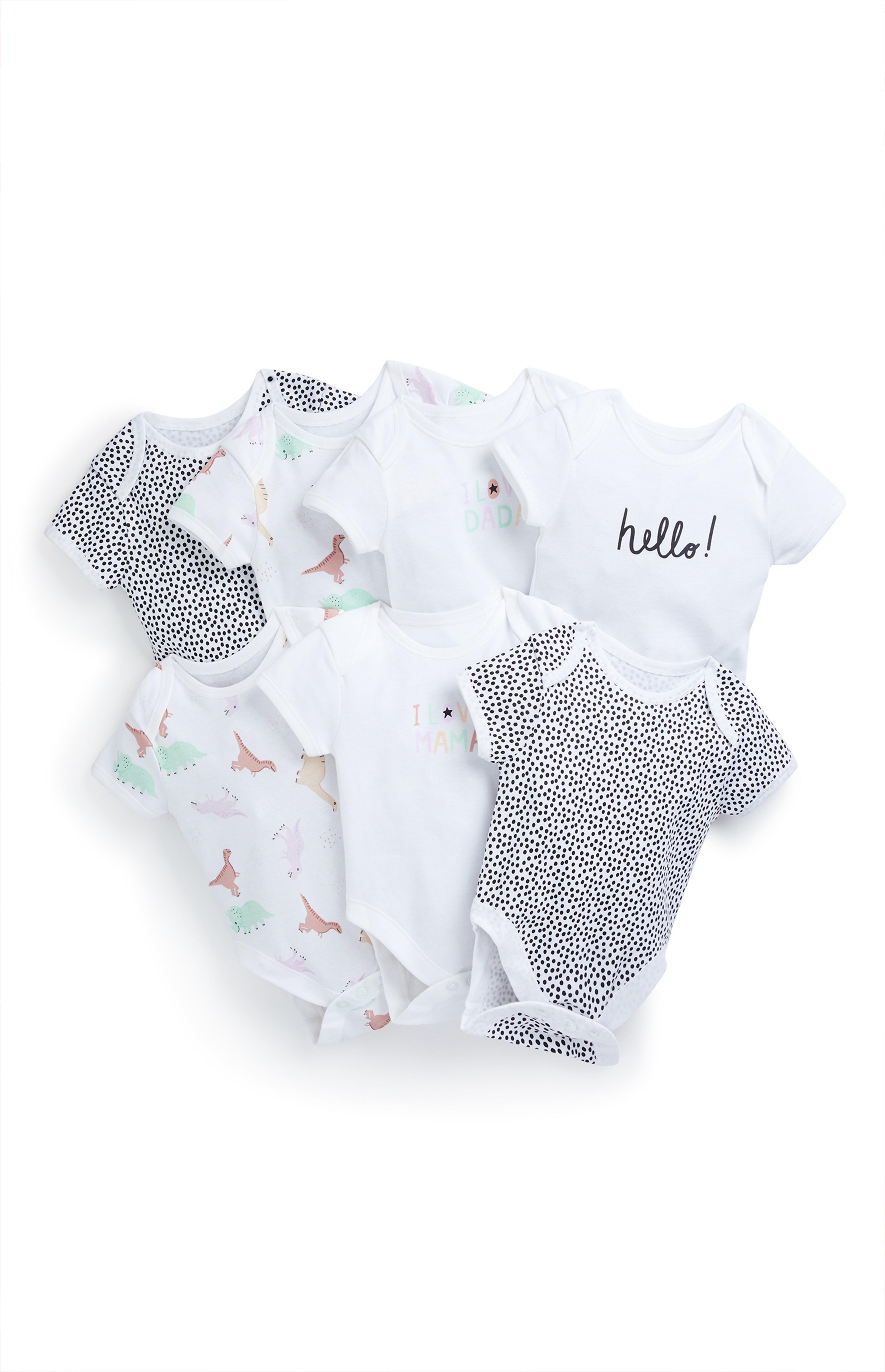 Lot De 7 Bodys Pastel A Dinosaures Et Imprime Ludique Bebe Les Essentiels Pour Bebe Vetements Bebe Et Nouveau Ne Mode Enfant Tous Les Produits Primark Primark France