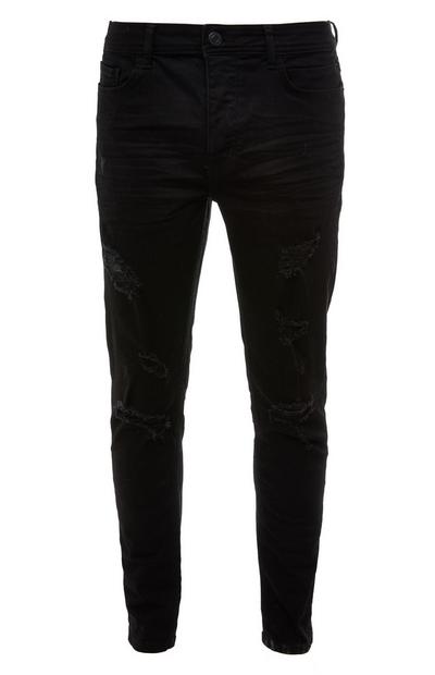 Schwarze Skinny Jeans im Used-Look