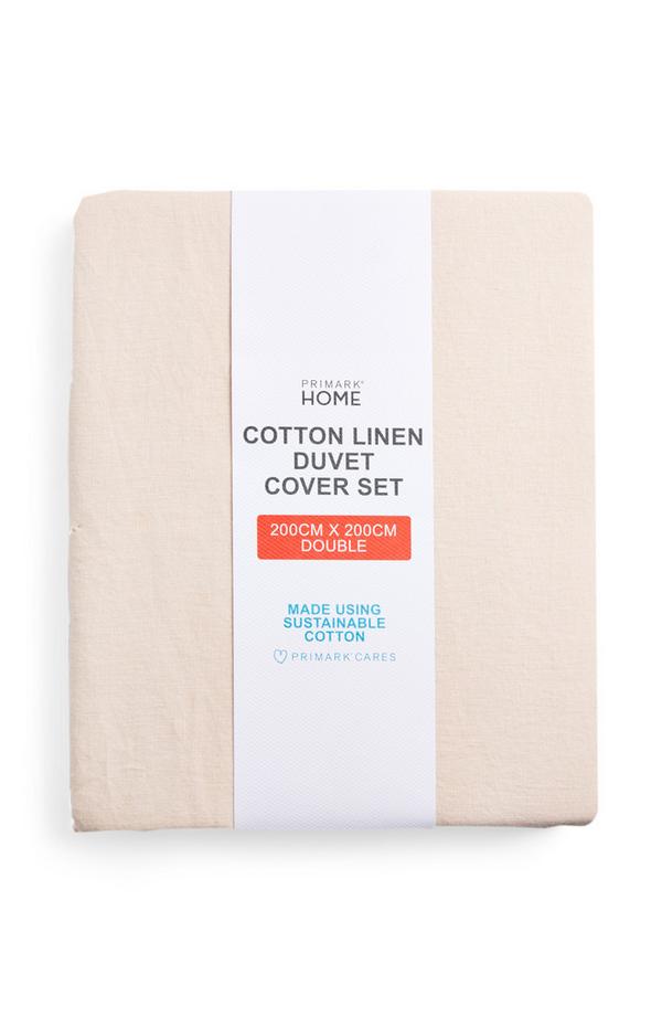 Blush Cotton Linen Double Duvet Cover, Primark Duvet Covers King Size
