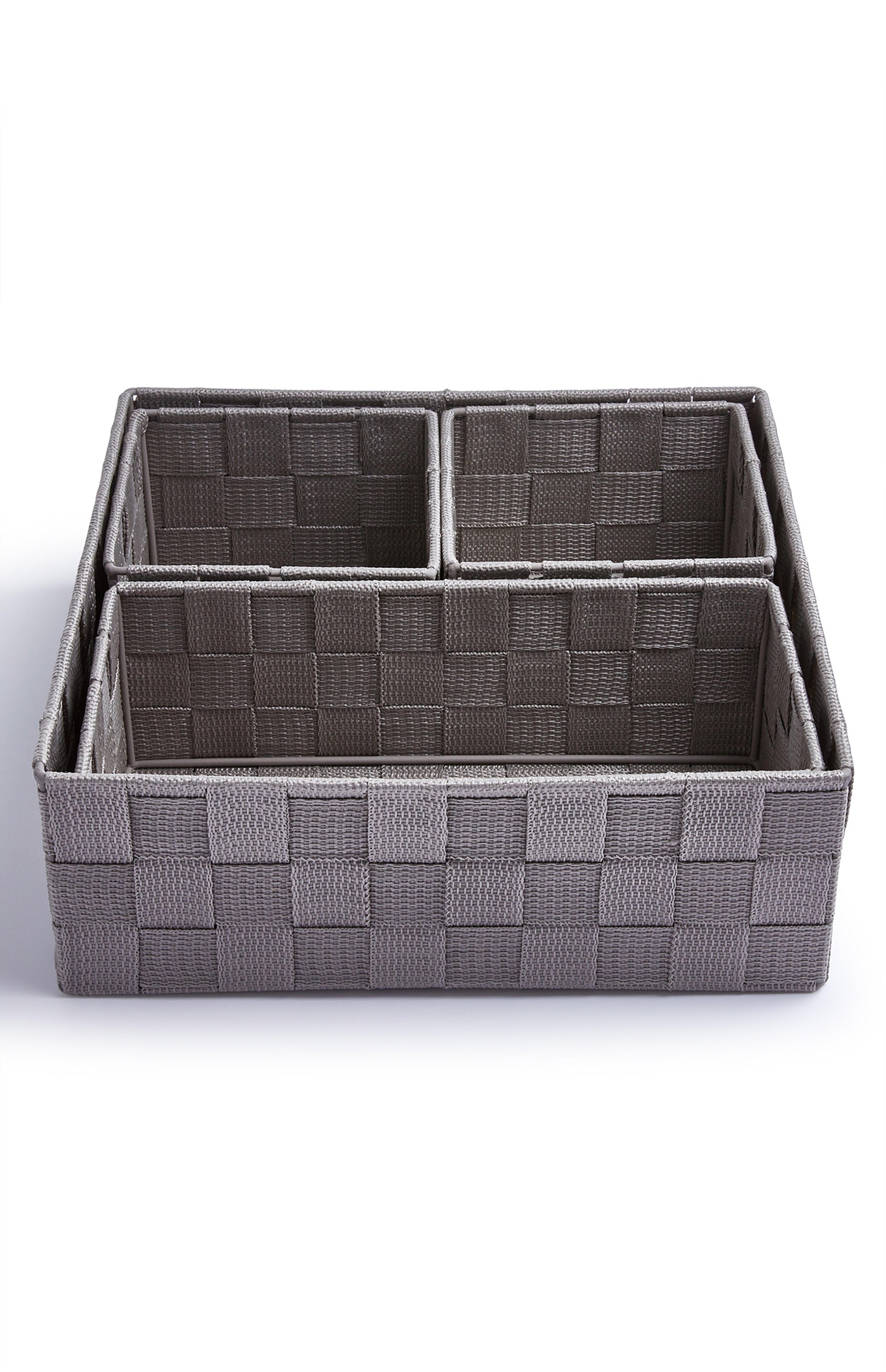 Grey Woven Baskets 4 Pack Home Storage Home Furnishings Homeware