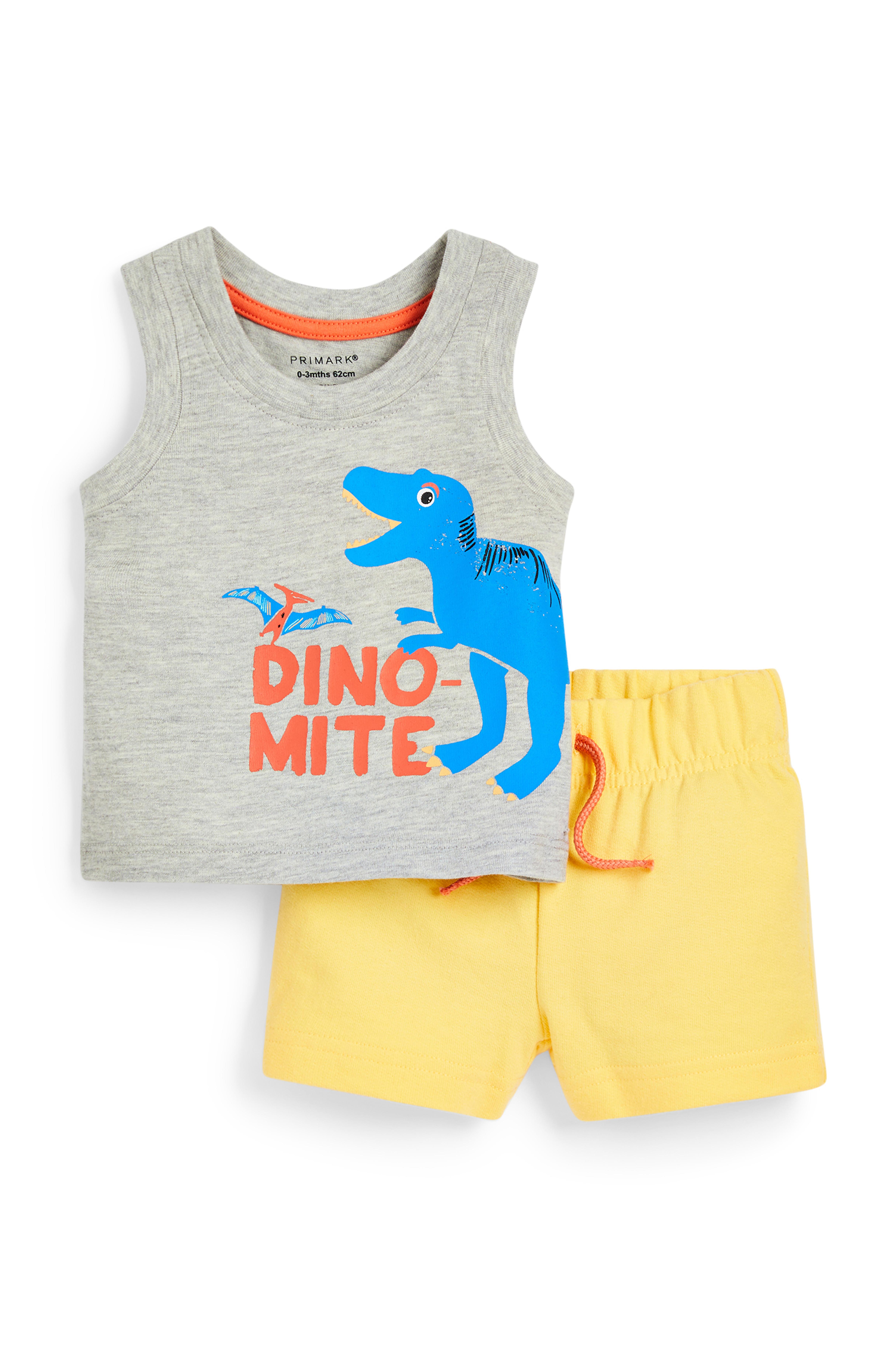 Ensemble Debardeur Et Short Gris Et Jaune En Jersey A Imprime Dinosaures Bebe Garcon Mode Bebe Garcon Vetements Bebe Et Nouveau Ne Mode Enfant Tous Les Produits Primark Primark Belgique Francaise