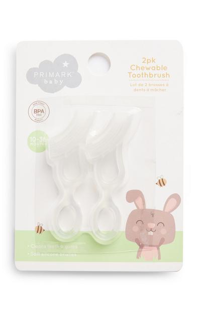 Kauwbare tandenborstels voor baby's, set van 2